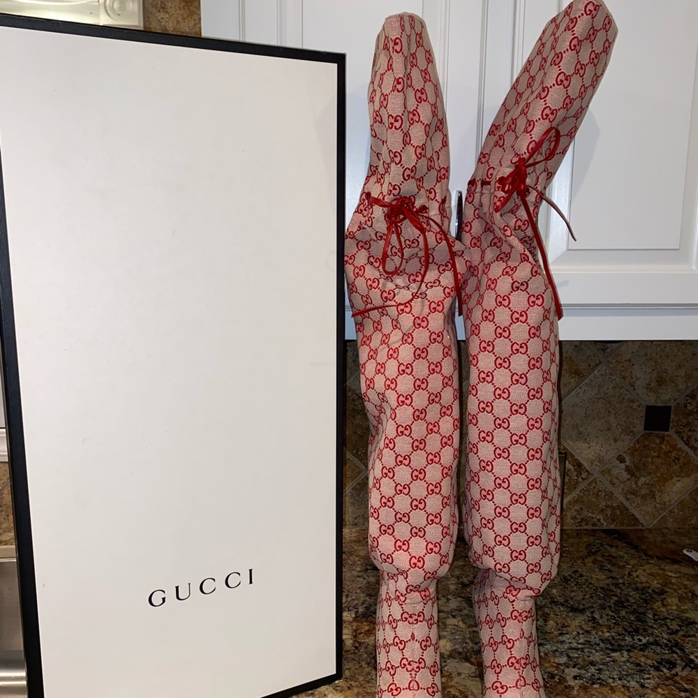 Gucci Red Patterned Boots